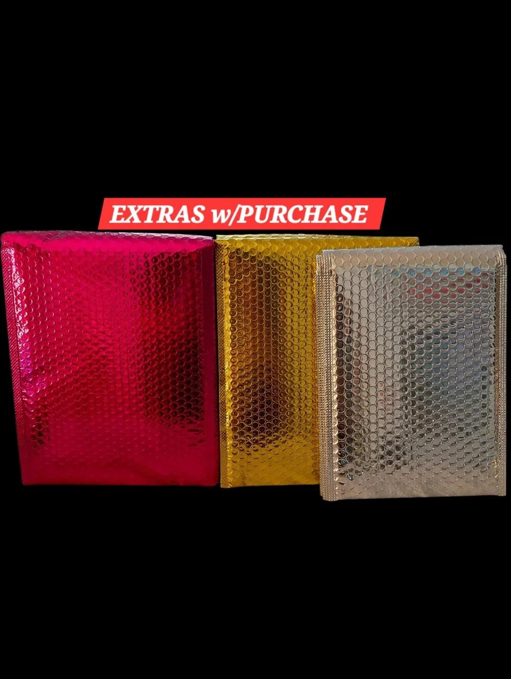 15ct. Metallic Shinny Bubble Mailer Mix -Hot Pink, Gold, Silver 8.5x12 and 8x11